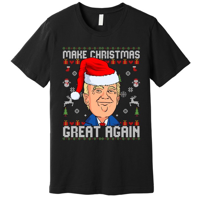 Make This Christmas Great Again Funny Donald Trump Ugly Sweater Premium T-Shirt