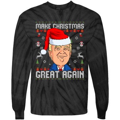 Make This Christmas Great Again Funny Donald Trump Ugly Sweater Tie-Dye Long Sleeve Shirt