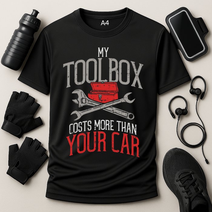 My Toolbox Costs More Than Your Car Funny Auto Mechanic Cooling Performance Crew T-Shirt