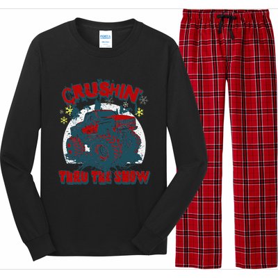 Monster Truck Crushin Thru The Snow Winter Long Sleeve Pajama Set