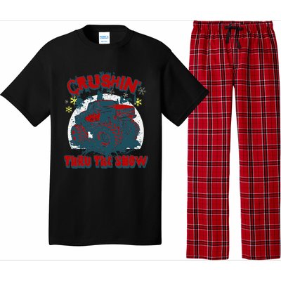 Monster Truck Crushin Thru The Snow Winter Pajama Set