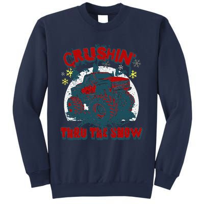 Monster Truck Crushin Thru The Snow Winter Sweatshirt