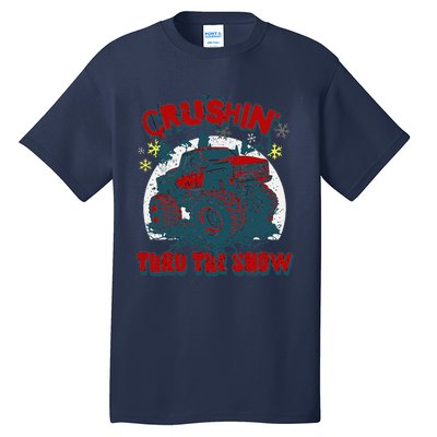 Monster Truck Crushin Thru The Snow Winter Tall T-Shirt