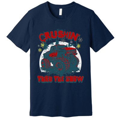 Monster Truck Crushin Thru The Snow Winter Premium T-Shirt