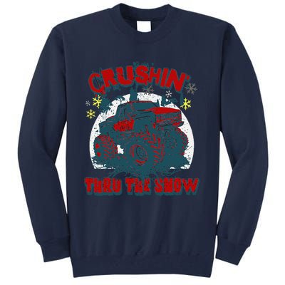 Monster Truck Crushin Thru The Snow Winter Tall Sweatshirt