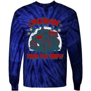 Monster Truck Crushin Thru The Snow Winter Tie-Dye Long Sleeve Shirt