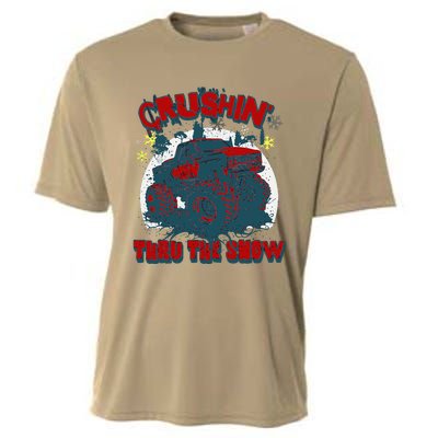 Monster Truck Crushin Thru The Snow Winter Cooling Performance Crew T-Shirt