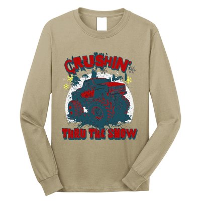 Monster Truck Crushin Thru The Snow Winter Long Sleeve Shirt