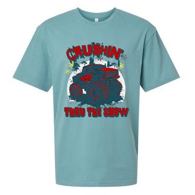 Monster Truck Crushin Thru The Snow Winter Sueded Cloud Jersey T-Shirt