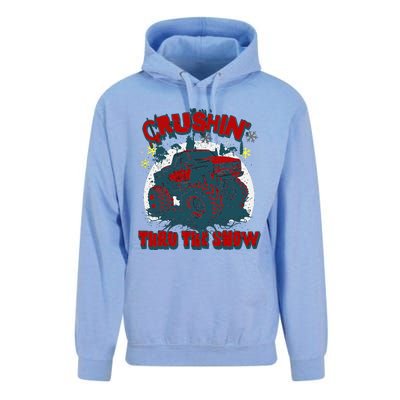 Monster Truck Crushin Thru The Snow Winter Unisex Surf Hoodie