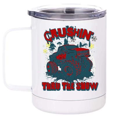 Monster Truck Crushin Thru The Snow Winter 12 oz Stainless Steel Tumbler Cup