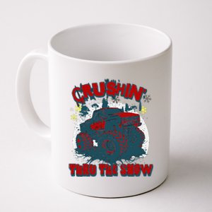 Monster Truck Crushin Thru The Snow Winter Coffee Mug