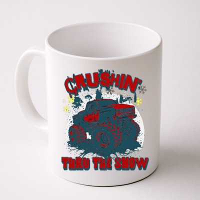 Monster Truck Crushin Thru The Snow Winter Coffee Mug