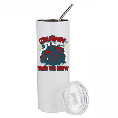 Monster Truck Crushin Thru The Snow Winter Stainless Steel Tumbler