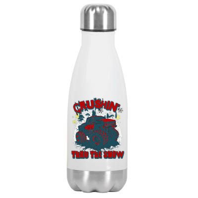 Monster Truck Crushin Thru The Snow Winter Stainless Steel Insulated Water Bottle