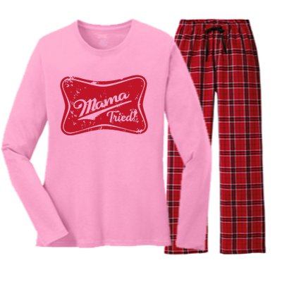 Mama Tried Country Outlaw Music Western Women's Long Sleeve Flannel Pajama Set 