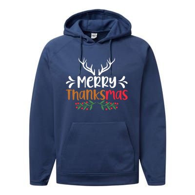 Merry Thanksmas Christmas Thanksgiving Turkey Santa Performance Fleece Hoodie