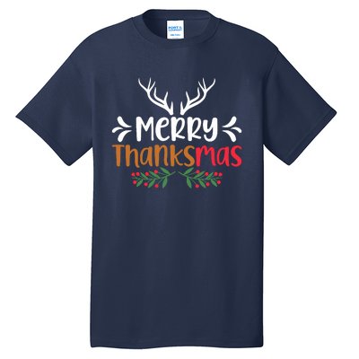 Merry Thanksmas Christmas Thanksgiving Turkey Santa Tall T-Shirt