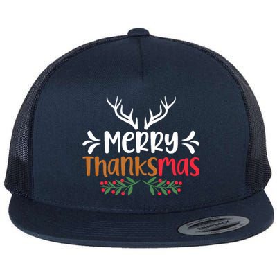 Merry Thanksmas Christmas Thanksgiving Turkey Santa Flat Bill Trucker Hat