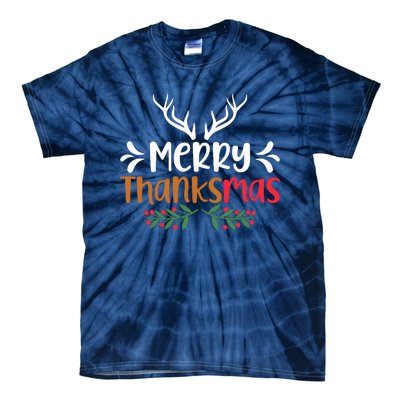 Merry Thanksmas Christmas Thanksgiving Turkey Santa Tie-Dye T-Shirt