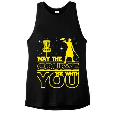May The Course Be With You - Disc Golf Player Disc Golfer Ladies PosiCharge Tri-Blend Wicking Tank