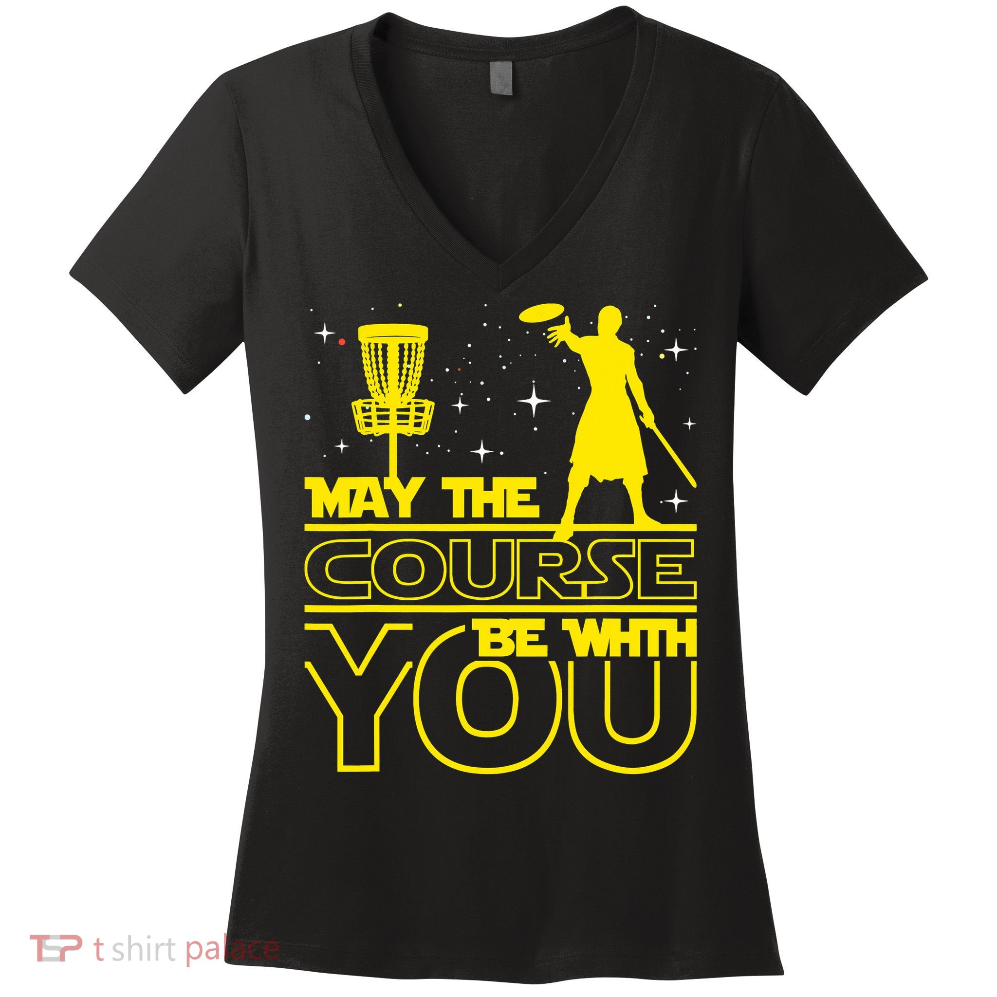 May The Course Be With You - Disc Golf Player Disc Golfer Women's V-Neck T-Shirt