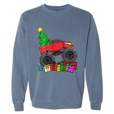 Monster Truck Christmas Tree Garment-Dyed Sweatshirt