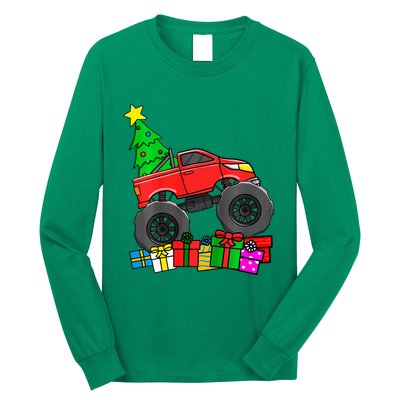 Monster Truck Christmas Tree Long Sleeve Shirt