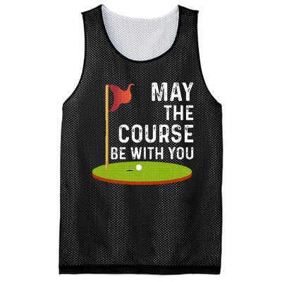 May The Course Be With You Golf Golfing Funny Mesh Reversible Basketball Jersey Tank