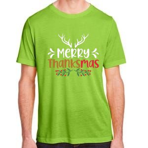 Merry Thanksmas Christmas Thanksgiving Turkey Santa Long Sleeve Adult ChromaSoft Performance T-Shirt