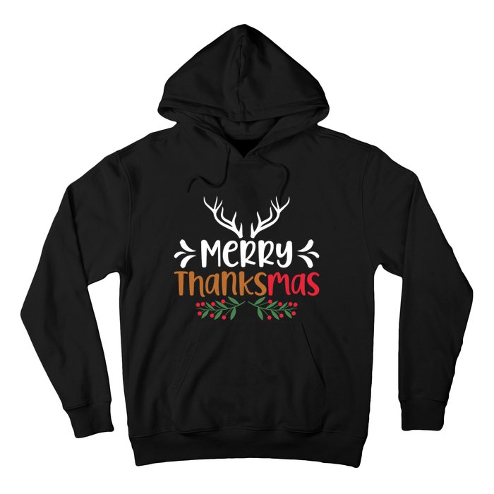 Merry Thanksmas Christmas Thanksgiving Turkey Santa Long Sleeve Hoodie