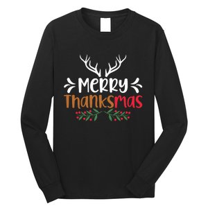 Merry Thanksmas Christmas Thanksgiving Turkey Santa Long Sleeve Long Sleeve Shirt