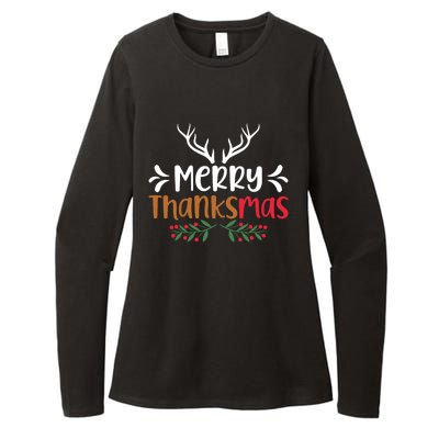 Merry Thanksmas Christmas Thanksgiving Turkey Santa Long Sleeve Womens CVC Long Sleeve Shirt