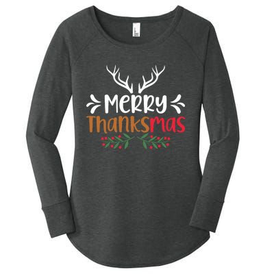 Merry Thanksmas Christmas Thanksgiving Turkey Santa Long Sleeve Women's Perfect Tri Tunic Long Sleeve Shirt