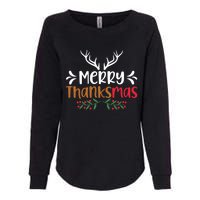 Merry Thanksmas Christmas Thanksgiving Turkey Santa Long Sleeve Womens California Wash Sweatshirt