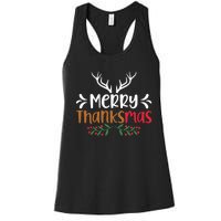 Merry Thanksmas Christmas Thanksgiving Turkey Santa Long Sleeve Women's Racerback Tank