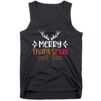 Merry Thanksmas Christmas Thanksgiving Turkey Santa Long Sleeve Tank Top