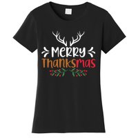 Merry Thanksmas Christmas Thanksgiving Turkey Santa Long Sleeve Women's T-Shirt