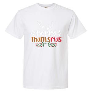 Merry Thanksmas Christmas Thanksgiving Turkey Santa Long Sleeve Garment-Dyed Heavyweight T-Shirt