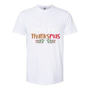 Merry Thanksmas Christmas Thanksgiving Turkey Santa Long Sleeve Softstyle CVC T-Shirt