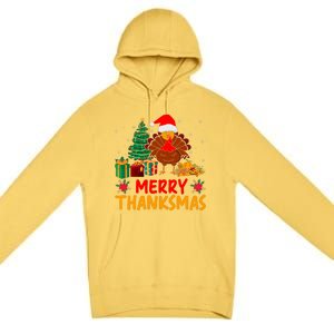 Merry Thanksmas Christmas Thanksgiving Turkey Santa Premium Pullover Hoodie