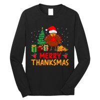 Merry Thanksmas Christmas Thanksgiving Turkey Santa Long Sleeve Shirt