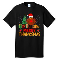 Merry Thanksmas Christmas Thanksgiving Turkey Santa Tall T-Shirt