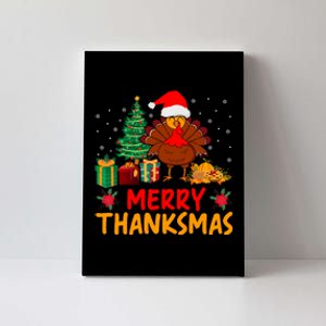 Merry Thanksmas Christmas Thanksgiving Turkey Santa Canvas