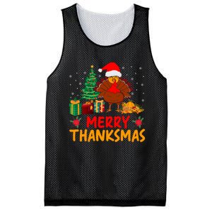 Merry Thanksmas Christmas Thanksgiving Turkey Santa Mesh Reversible Basketball Jersey Tank