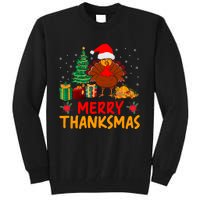 Merry Thanksmas Christmas Thanksgiving Turkey Santa Tall Sweatshirt