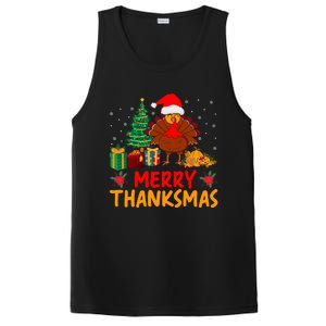 Merry Thanksmas Christmas Thanksgiving Turkey Santa PosiCharge Competitor Tank