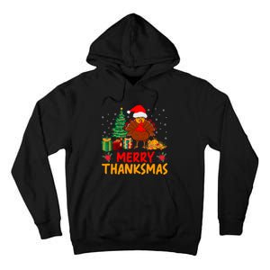 Merry Thanksmas Christmas Thanksgiving Turkey Santa Tall Hoodie