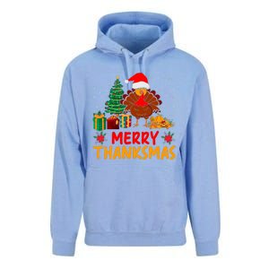 Merry Thanksmas Christmas Thanksgiving Turkey Santa Unisex Surf Hoodie