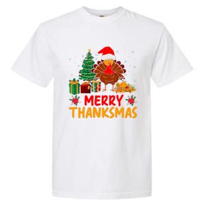 Merry Thanksmas Christmas Thanksgiving Turkey Santa Garment-Dyed Heavyweight T-Shirt